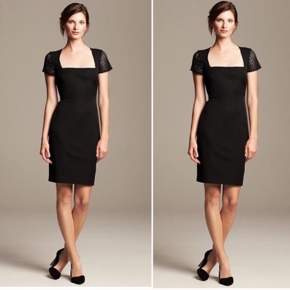 Roland Mouret Black Midi Dress with Square Neck